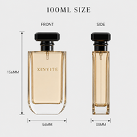 Flacon de parfum vide sur mesure 100 ml, rectangulaire et fin, en verre ambré, pour marque haut de gamme