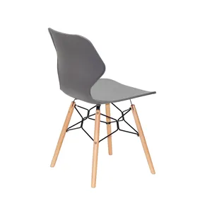 Moderno elegante sedia da pranzo <span class=keywords><strong>in</strong></span> plastica bianca <span class=keywords><strong>con</strong></span> <span class=keywords><strong>piedi</strong></span> <span class=keywords><strong>in</strong></span> <span class=keywords><strong>legno</strong></span> - Product Image 6