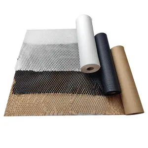 फैक्टरी थोक काले बफर पैकेजिंग क्राफ्ट पेपर ग्रिड कागज नमी प्रूफ सदमे को अवशोषित छत्ते कागज रोल
