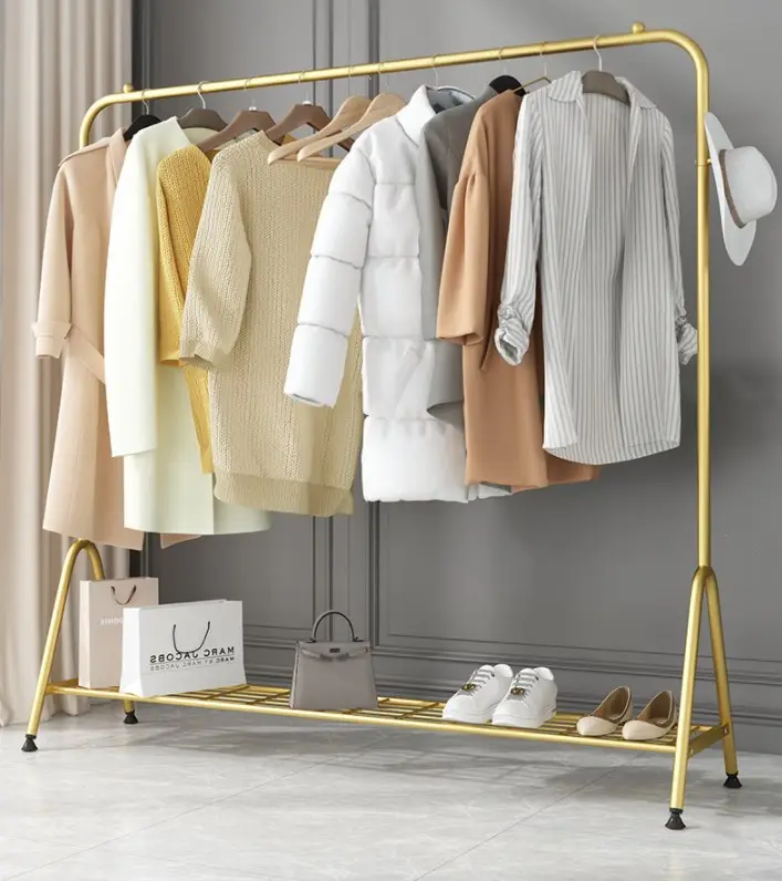 Rack suspenso com polo único, rack para loja de roupas, vestimenta, sala de estar, preto, dourado, rosa ou dourado