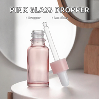 Flacon compte-gouttes cylindrique rose mat de luxe avec bouchon or rose 50 ml vide pour sérum cosmétique, huile essentielle, soins réutilisables
