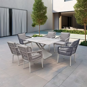 Mesa de Aluminio Darwin de Foshan con Tablero Personalizado y Sillas para Comedor Exterior, Ideal para Hoteles y Terrazas Modernas, 12 Asientos - Product Image 3