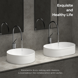 Lavabo <span class=keywords><strong>de</strong></span> Cerámica MUUPEG <span class=keywords><strong>de</strong></span> Diseño Moderno con Rayas Verticales, Ecológico, Fácil <span class=keywords><strong>de</strong></span> Limpiar, para Baños y <span class=keywords><strong>Villas</strong></span> - Product Image 6
