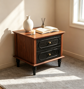 Mesa de Noche Moderna de Estilo Mid-Century con 2 Cajones, Mueble de Almacenamiento para Dormitorio o Sala de Estar - Product Image 3