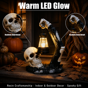 Linterna <span class=keywords><strong>Esqueleto</strong></span> Halloween Decoración Resina Figura <span class=keywords><strong>Esqueleto</strong></span> Sosteniendo Farol Decoración Jardín Patio Adorno Espeluznante - Product Image 3