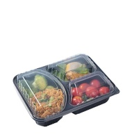 Boîte à lunch jetable en PP à 3 compartiments avec couvercle anti-fuite, compatible micro-ondes, plateau empilable pour plats à emporter