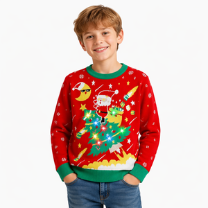 <span class=keywords><strong>Pull</strong></span> <span class=keywords><strong>de</strong></span> Noël <span class=keywords><strong>moche</strong></span> FNJIA pour enfants, <span class=keywords><strong>pull</strong></span> tricoté à LED, <span class=keywords><strong>pull</strong></span> <span class=keywords><strong>de</strong></span> Noël amusant pour garçons et filles, idéal pour les fêtes scolaires et les vacances, rouge - Product Image 1