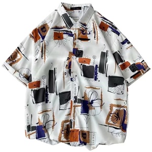 Chemise boutonnée à imprimé artistique pour <span class=keywords><strong>homme</strong></span>, style bohème, décontractée, streetwear d'été - Product Image 3