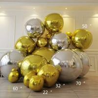 Objets décoratifs Miroir rond géant 4D Ballons en feuille métallique Fournitures de décoration de fête Cérémonie à thème