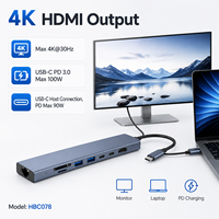 8 in 1 USB C Hub Gigabit Ethernet RJ45 4K HDMI 100W PD SD TF 3.0 Card Reader Type C Multiport Docking Station untuk MacBook