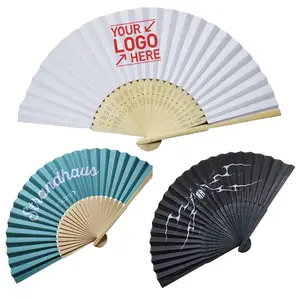 Hot Sale Woman Small Size Fan Wholesale Wedding Fan Customized Logo Foldable Handfan Fabric Folding Hand Fans for Summer