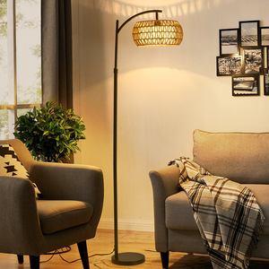 Lampada da Terra di Lusso Stile Pesca con Base in Marmo e <span class=keywords><strong>Paralume</strong></span> in Corda Fatto a Mano per Soggiorno Camera da Letto Luce da Lettura - Product Image 3