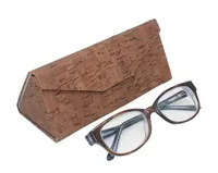 Vente en gros d'étuis pour lunettes de soleil pochette portable en liège végan emballage de luxe pliable pour lunettes avec logo personnalisé