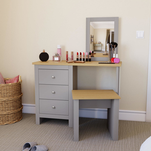 Factory Direct Dressing Table with 3 Drawers and Stool, Makeup <b>Mirror</b> <b>Vanity</b> Set for Bedroom - Product Image 2
