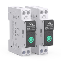 Interruptor de Circuito Inteligente WiFi 63A 1P+N con Medición de KWh, Monitoreo de Energía, Relé Temporizador, MCB y Riel DIN Azul para Cargas Domésticas