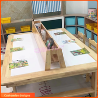 Ensemble de table d'art en bois massif pour enfants, idéal pour l'étude, le dessin et la peinture, avec rangement, pour la maternelle, le primaire, le secondaire, la salle de classe et la maison