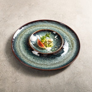 Platos de vajilla Chaozhou 2024 para restaurante fino <span class=keywords><strong>Chef</strong></span> bandejas de gastronomía Molecular de porcelana platos de sopa de cerámica reactiva azul - Product Image 1