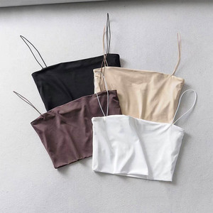 Camisole courte sans bretelles pour femme, style streetwear européen et américain, couleur unie, avec fines bretelles élastiques, tendance Instagram transfrontalière - Product Image 1