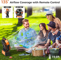 Ventilateur de camping avec lumière - Batterie rechargeable 20000 mAh, autonomie 6-8 heures, 4 vitesses, affichage numérique, minuterie, oscillation automatique, pour voiture, en plastique, version espagnole