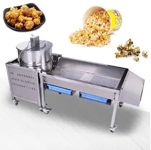 Mesin popcorn caramel elektrik gas komersial besar otomatis mesin pembuat popcorn listrik gas untuk penggunaan keluarga