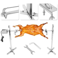 Kit de rôtissoire à grande broche en acier inoxydable pour barbecue au charbon de bois, pour porc et poulet, avec moteur 15W, certifié CE