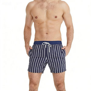 Shorts de plage pour hommes, été, rayés, respirants, imprimés, polyester/nylon, sport, décontractés, extérieur, cordon de serrage, grandes tailles, en stock - Product Image 3