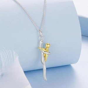 B088 Collana in Rame all'Ingrosso, Gioiello alla Moda Regolabile con Ciondolo Scintillante 'Abbraccio di Madre e Figlio' per la Festa della Mamma - Product Image 2