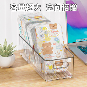 Acrylic Storage Box Rectangle 21x14x8cm Stackable Desk Organizer Four Layers Transparent Office Supply Holder - Product Image 2