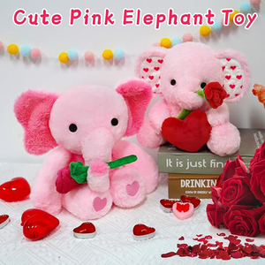 Elefante di Peluche Rosa Morbido e Abbracciabile con Zampe a Cuore, Simpatico Regalo di San Valentino per Lei e Bomboniere per Feste - Product Image 4