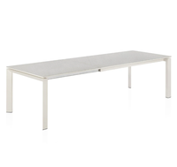 Tables d'extérieur personnalisées à cadre en aluminium blanc antirouille de luxe haut de gamme et minimaliste