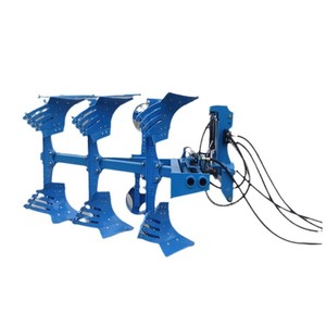 Grand charrue réversible hydraulique robuste pour labour profond, équipement agricole de préparation du sol, bleu - Product Image 1