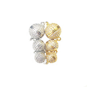 Cierre magnético para collar, circonita redonda, chapado en cobre, oro y plata, para hacer collares, accesorios de joyería - Product Image 1