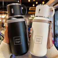 Nouvelle tasse isotherme à double paroi en acier inoxydable 304, design moderne et minimaliste, avec infuseur à thé, petite tasse créative avec couvercle, bouteille d'eau