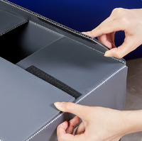 Boîte de rangement rectangulaire à couvercle rabattable en plastique creux, réutilisable, étanche, en plastique ondulé PP, avec poignée, pour déménagement