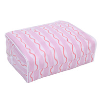 Tas Makeup Bergaris Motif Mahjong PVC Terlaris, Kapasitas Besar dengan Ritsleting, Ideal untuk Perjalanan dan Mengorganisir Kosmetik