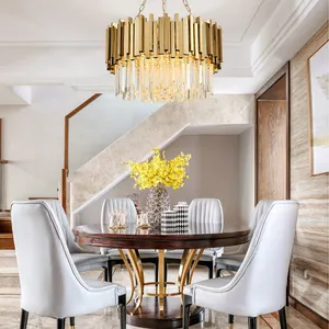 Modern luxury Living Room hotel villa led large round plafoniera illuminazione domestica k9 lampade a sospensione lampadario in cristallo dorato