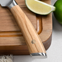 Couteau à steak en acier Damas de 4,5 pouces, dentelé, ultra-affûté, avec manche en bois d'olivier, couteau de cuisine professionnel