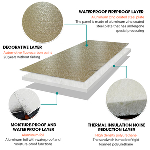 Panneaux de <span class=keywords><strong>maison</strong></span> préfabriqués en métal à faible coût avec revêtement en polyuréthane pour chambre froide et mur extérieur - Design moderne - Product Image 3
