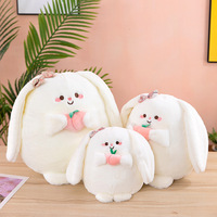 En gros, Peluche lapin mignon avec nœud décoratif, oreilles longues et duveteuses, en forme de cerise, coussin décoratif pour la maison, cadeau de fêtes