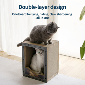 Hot Bán Mona Lisa Mèo Lớn Cây & Scratcher Mèo Sang Trọng Giường Với Hình Ảnh Biểu Tượng Mèo Gãi Nhà - Product Image 4