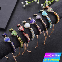 Bracelet tissé à double rang de perles en pierre d'empereur colorée, tendance, avec un accessoire en forme de cœur, bijoux à la mode