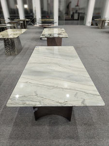 Mesa de comedor de mármol blanco Calacatta ovalada personalizada, muebles de piedra de lujo para casas, hoteles, diseño de mármol elegante Premium - Product Image 5
