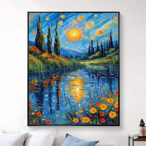 SONGWOOART Kit <span class=keywords><strong>de</strong></span> Pintura por Números sin Marco, Lienzo Acrílico para Principiantes, Decoración del Hogar, Diseño Lago <span class=keywords><strong>de</strong></span> <span class=keywords><strong>Van</strong></span> <span class=keywords><strong>Gogh</strong></span> - Product Image 1