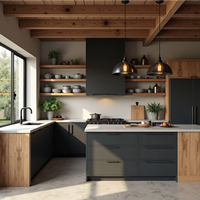 Meuble de cuisine sur mesure Aige avec comptoir en quartz, prêt à assembler