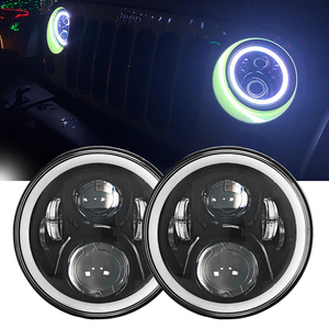 Faros Delanteros Redondos LED de 7 Pulgadas para <span class=keywords><strong>Land</strong></span> <span class=keywords><strong>Rover</strong></span> Defender, Lámpara Halo Angel Eyes de 7 Pulgadas con Luz de Giro para Jeep JK y <span class=keywords><strong>Renegade</strong></span> - Product Image 1
