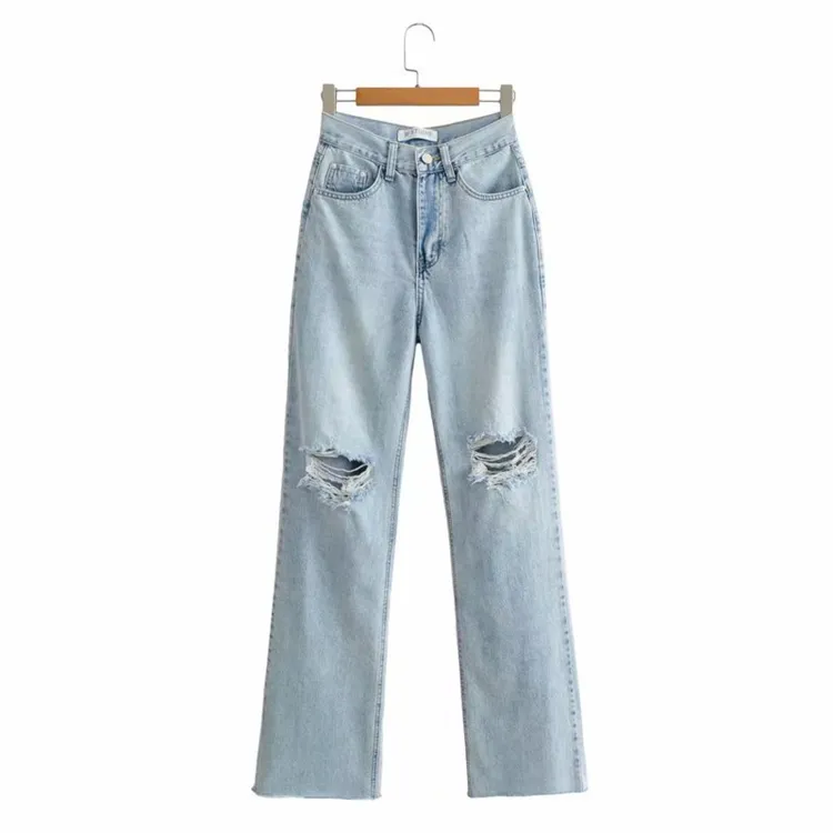 Womens Ripped Jeans Blue Loose Vintage Female Fashion Women High Waist New Style Baggy Mom Jeans Women Pants Casual Jeans