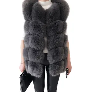 High Quality Winter Warm Fluffy Fur Jacket Sleeveless Coat Women Real Fox Fur Vest