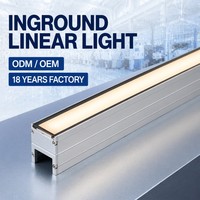 Projecteur LED linéaire encastré à indice de restitution des couleurs élevé 18W 36W IP67 avec gradation DMX512 DALI pour entrées de communautés
