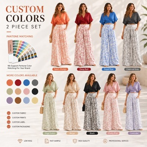 Ensemble élégant pour femmes à imprimé floral, 2 pièces, haut court à col en V et pantalon large, <span class=keywords><strong>tenue</strong></span> de plage pour les vacances <span class=keywords><strong>d</strong></span>'été - Product Image 3