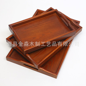 Plateau de service rectangulaire en bois massif pour hôtel, durable, en pin, pour thé et café - Product Image 3